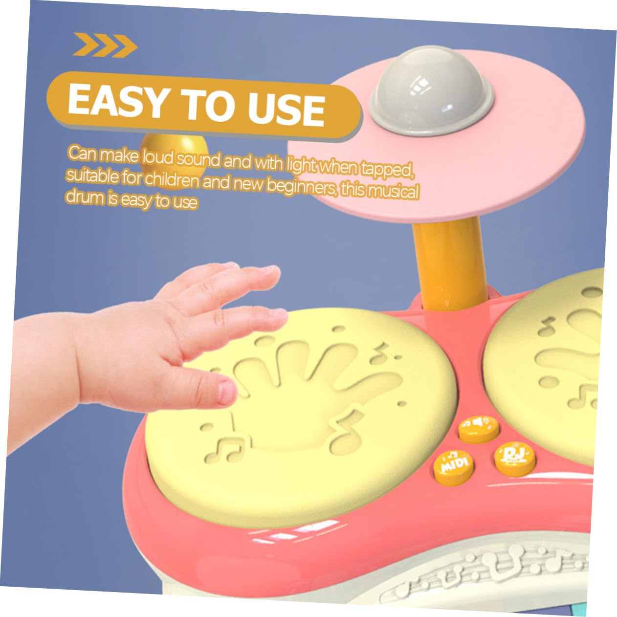 Juguete Musical de Percusión para Niños, Batería Infantil Multifuncional, Tamaño Mediano, Color Rosa, Juguete Educativo para Bebés, Instrumento Musical de Iniciación, sin Pilas,