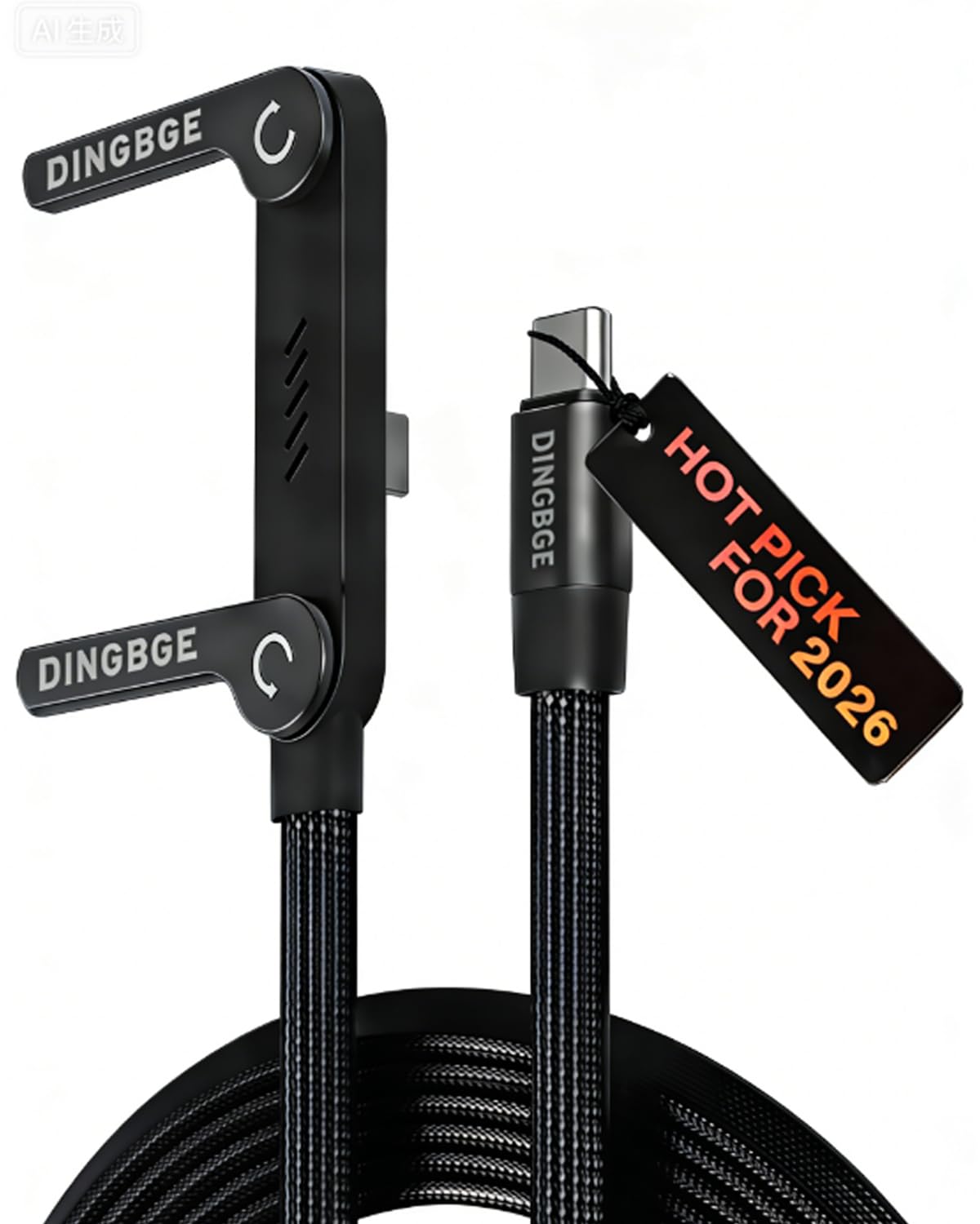 2-in-1 invisible holder charger cable – fast charging cord with built-in phone stand, 240w super fast charging cord with built-in folding phone stand, type-c cable for iphone gaming(1pc)
