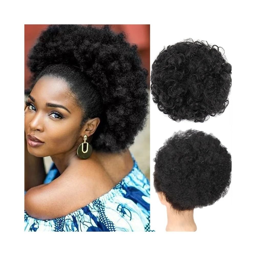 Queue de cheval afro bouffante postiche chignon à cordon