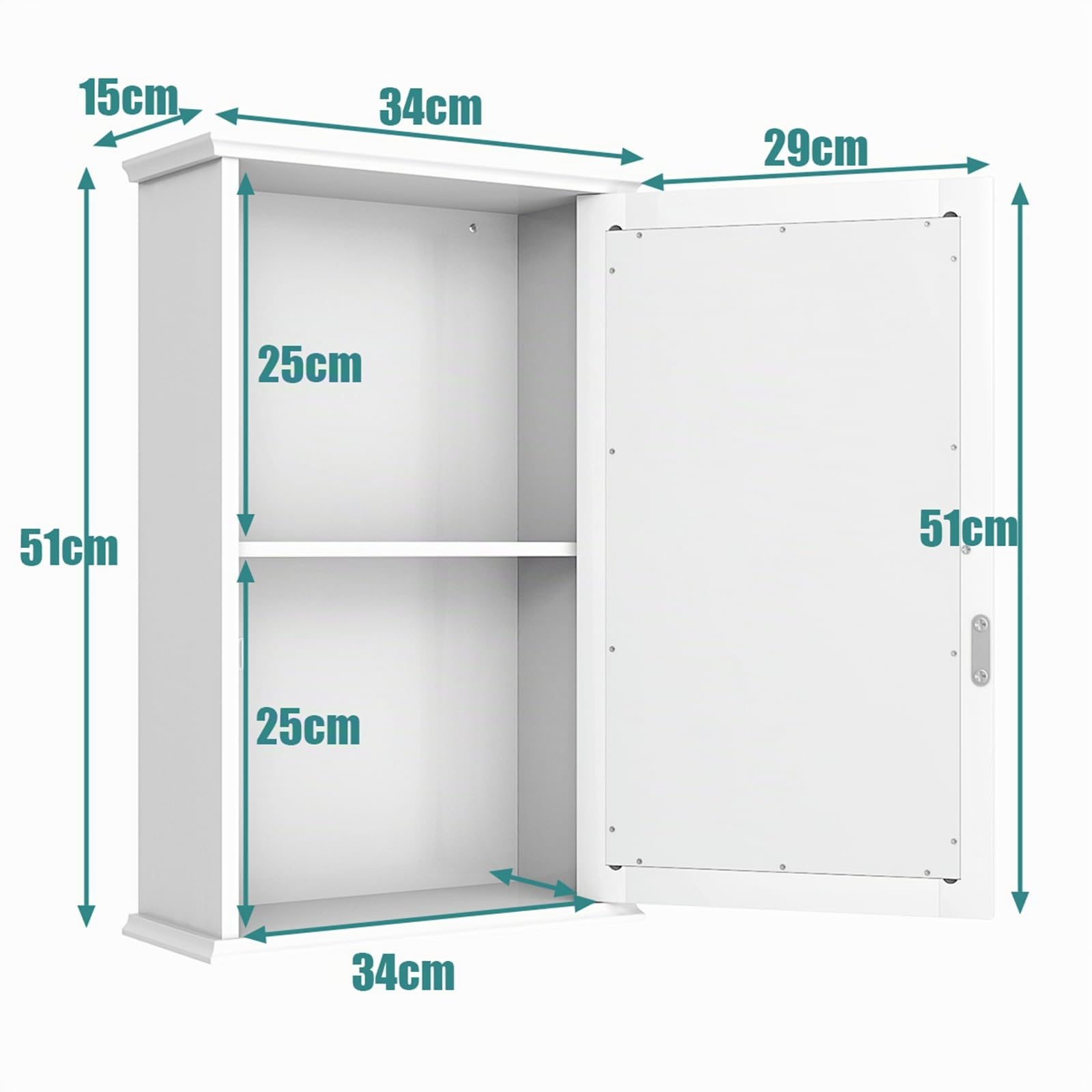 COSTWAY Armoire de Salle de Bain avec Miroir, Armoire Miroir Murale à 2 Niveaux, pour Pharmacie, Salle de Bain, avec Etagère Réglable (Blanc)