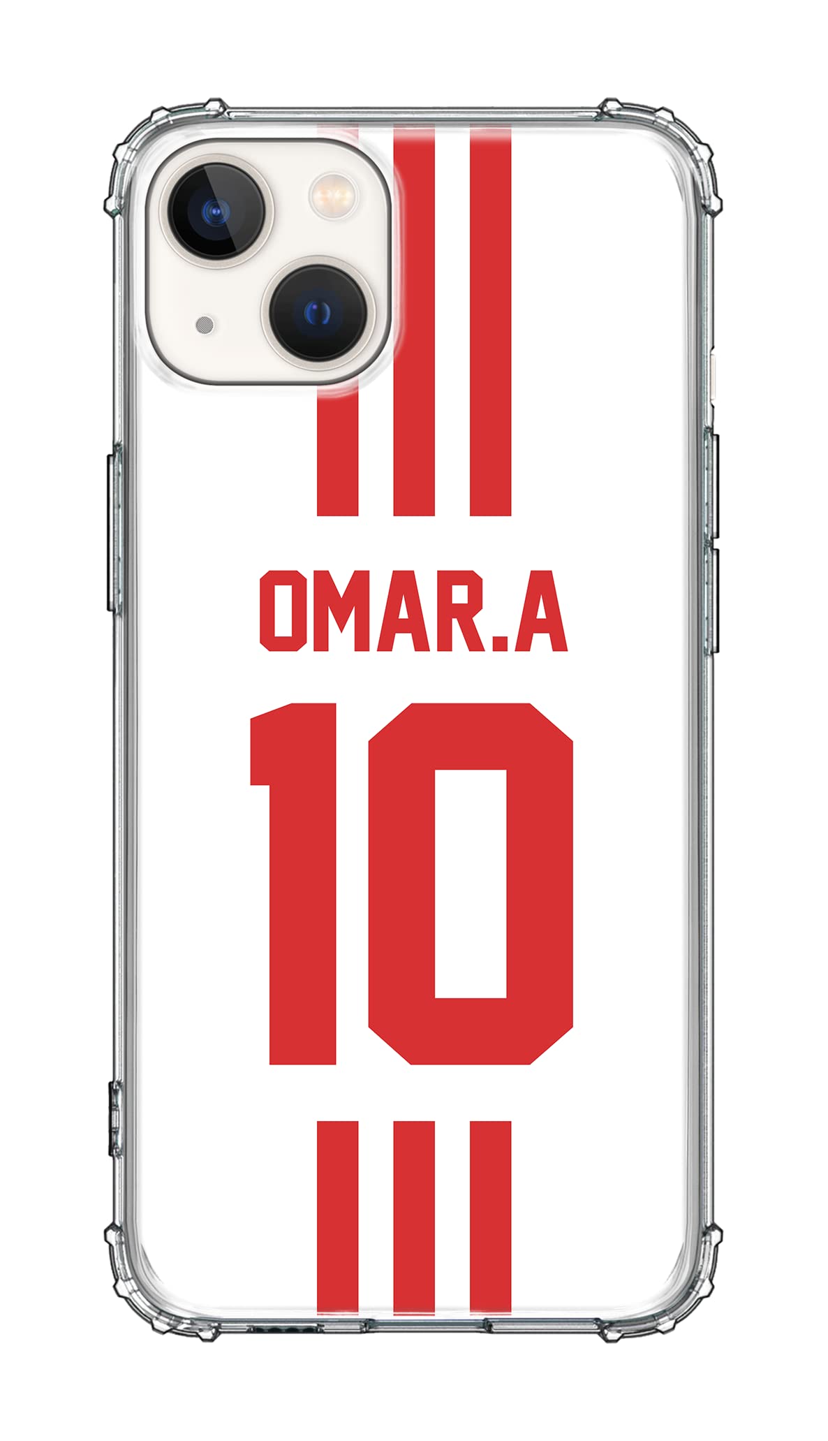 StylizeddClassic Clear Case for Apple iPhone 13 Military Grade Soft TPU Gel Thin Transparent Flexible Cover - Football Team - UAE, Player Name - Omar.A