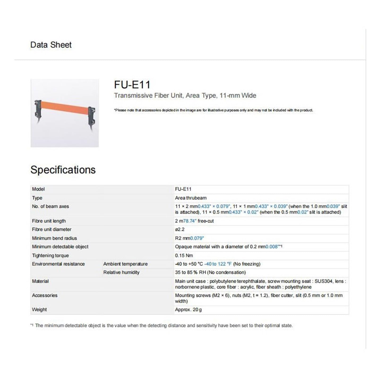 Capteur à Fibre Optique FU-E11 11 mm