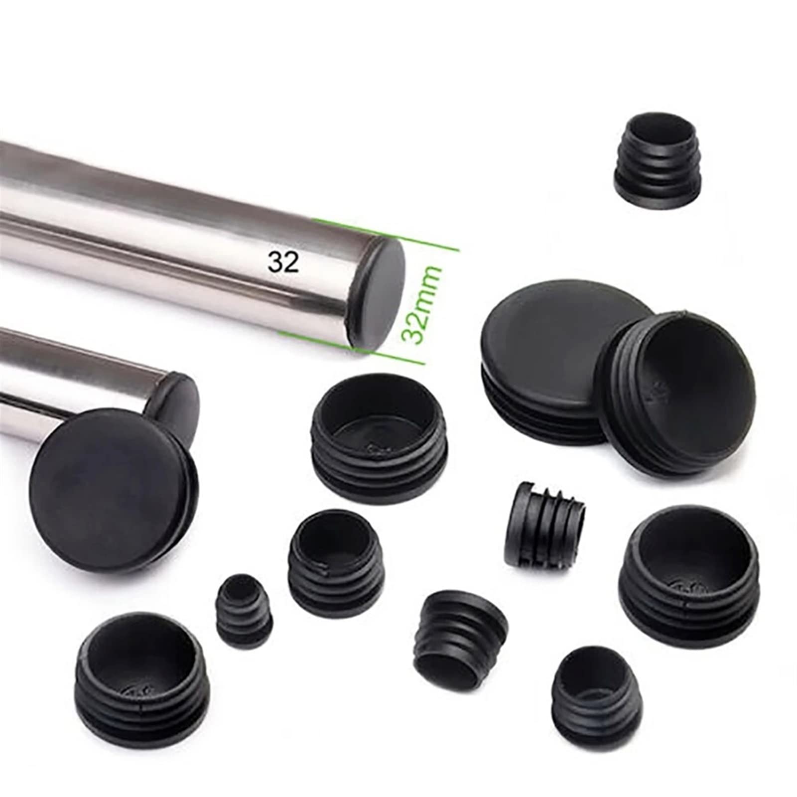 Antirutsch-Stuhlbein-Bodenschoner, 16 stücke Kunststoff Runde Innenstopfen for Stahlrohr-endkappen Slip Alloy Leiter Stuhlbeinabdeckung Möbelschutzpolster(20mm)