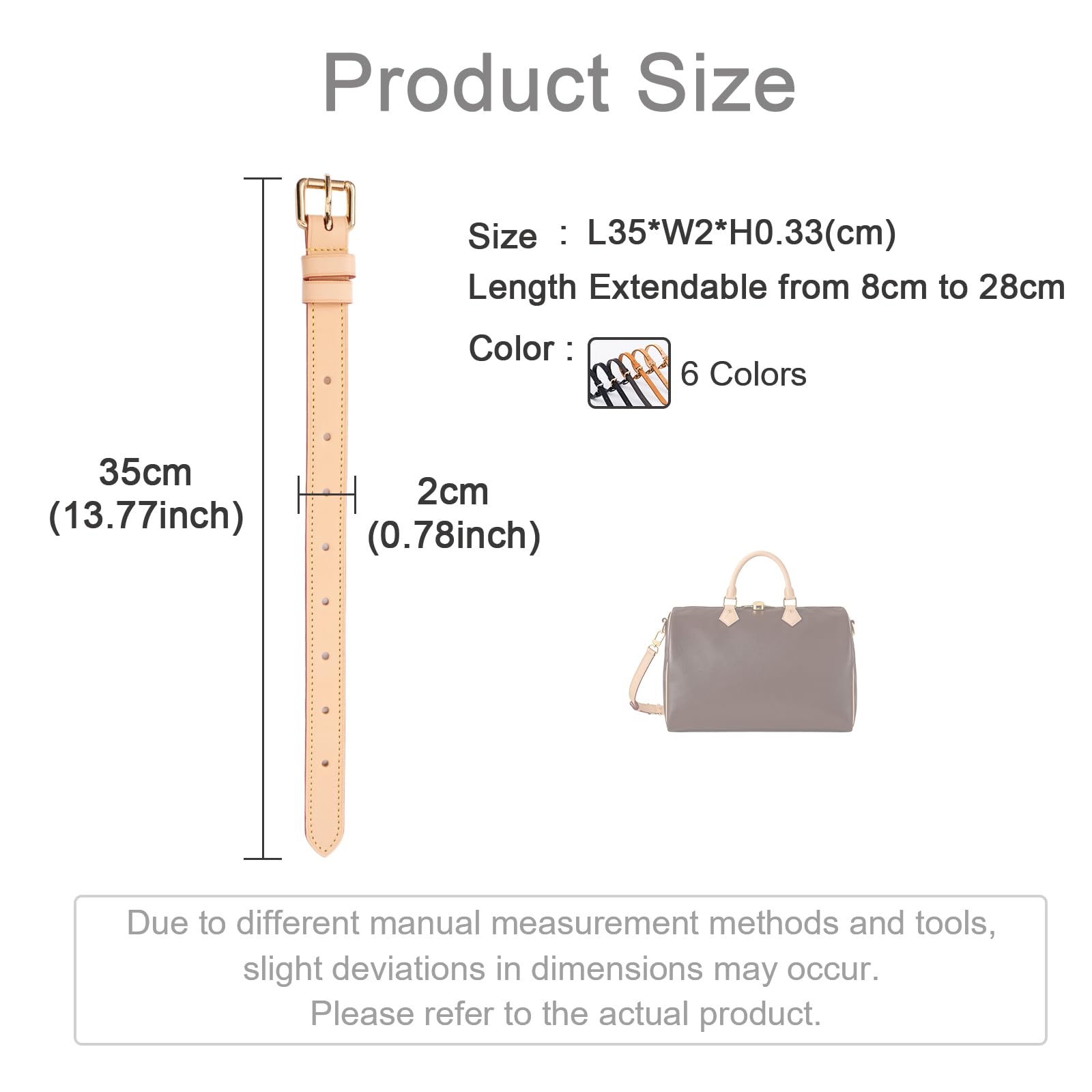 BERRY & SNOWY Prolunga per tracolla in pelle Vachetta per restauro borse, adatta per Keepall, Speedy 25 30 35 40 45, Pochette Metis, Toiletry Pouch, Alma (Albicocca, larghezza 2 cm).