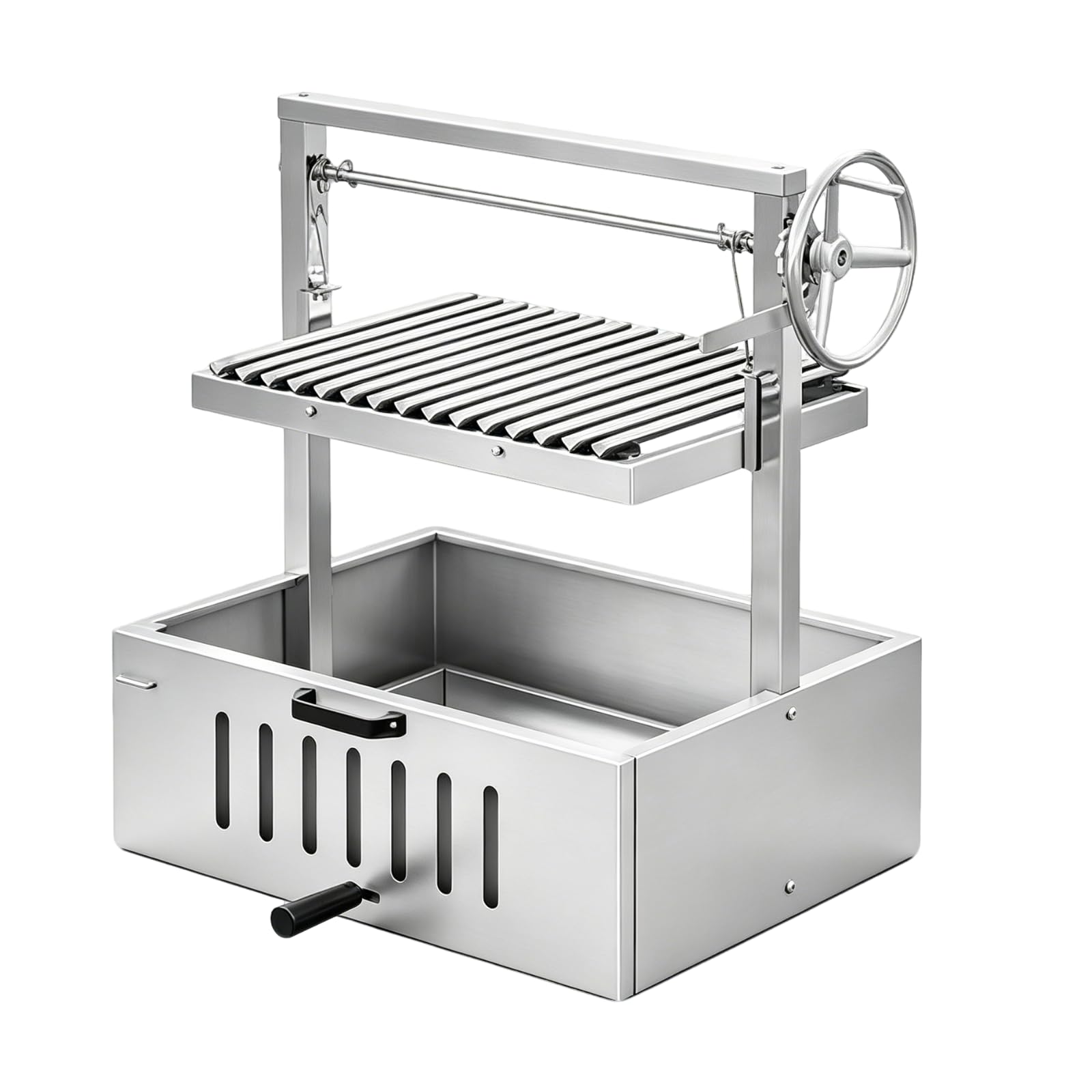 Grill per Barbecue da Esterno, Adatto a contesti Quali Ville e campeggi. 201StainlessSteel | Adatto per 3–5 persone; dotato di griglia regolabile tramite manovella e di griglia a V.