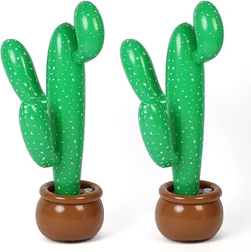 Coopay Paquete de 2 telón de fondo inflable de cactus para fiesta hawaiana Luau para decoración de cactus temática de verano