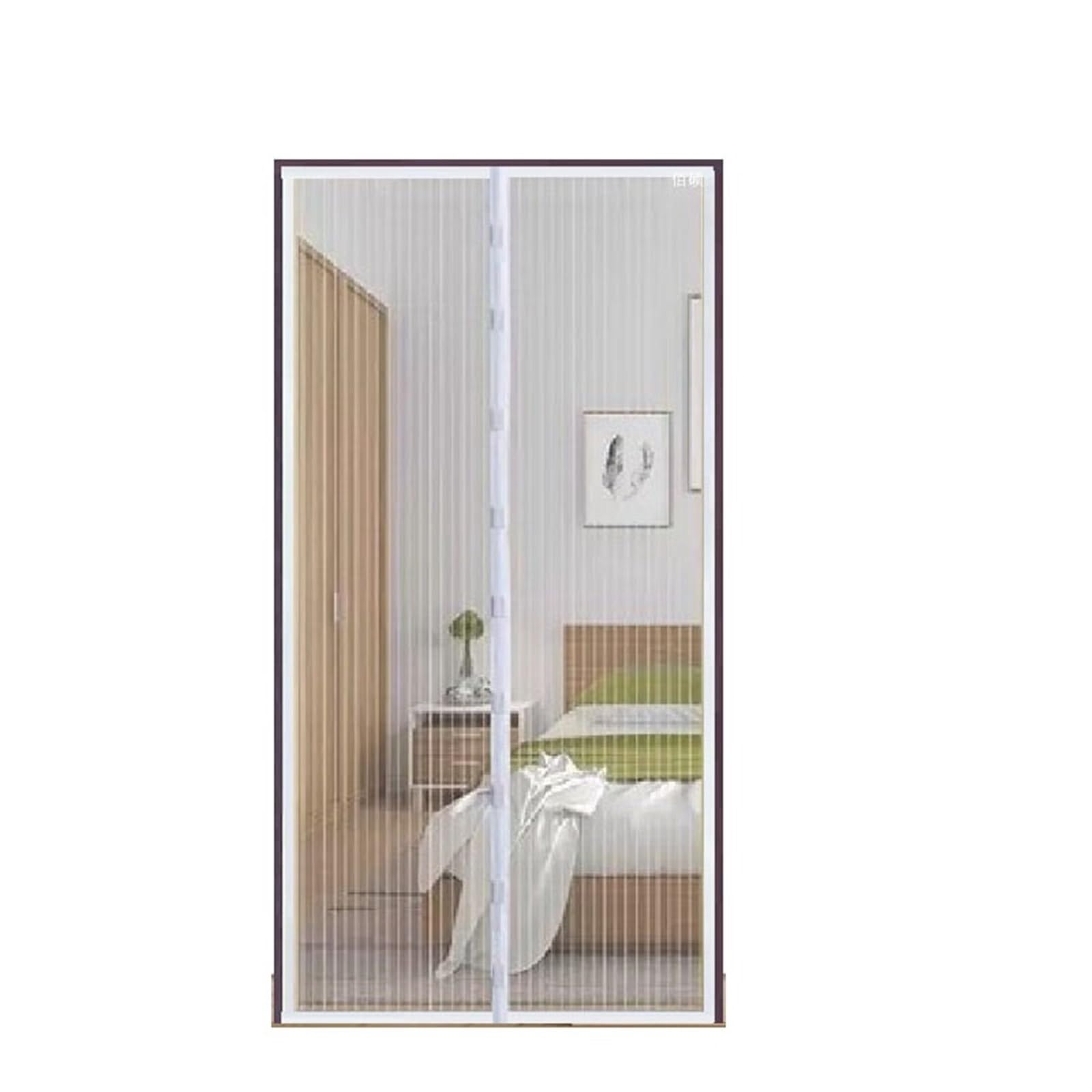 Shenjmai White Magnetic Fly Screen Door Magnetic Screen Door No Punching Net Curtain For Kitchen Living Room Automatic Closing Invisible Mesh Gauze(,80X210cm)
