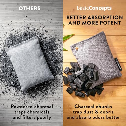 Image of Charcoal Odor Absorber for Strong Odor (6 Pack, 100g each), Bamboo Charcoal Air Purifying Bag, Basement Musty Odor Eliminator Deodorizer, Activated Charcoal Odor Absorber for Closet, Shoe, Car