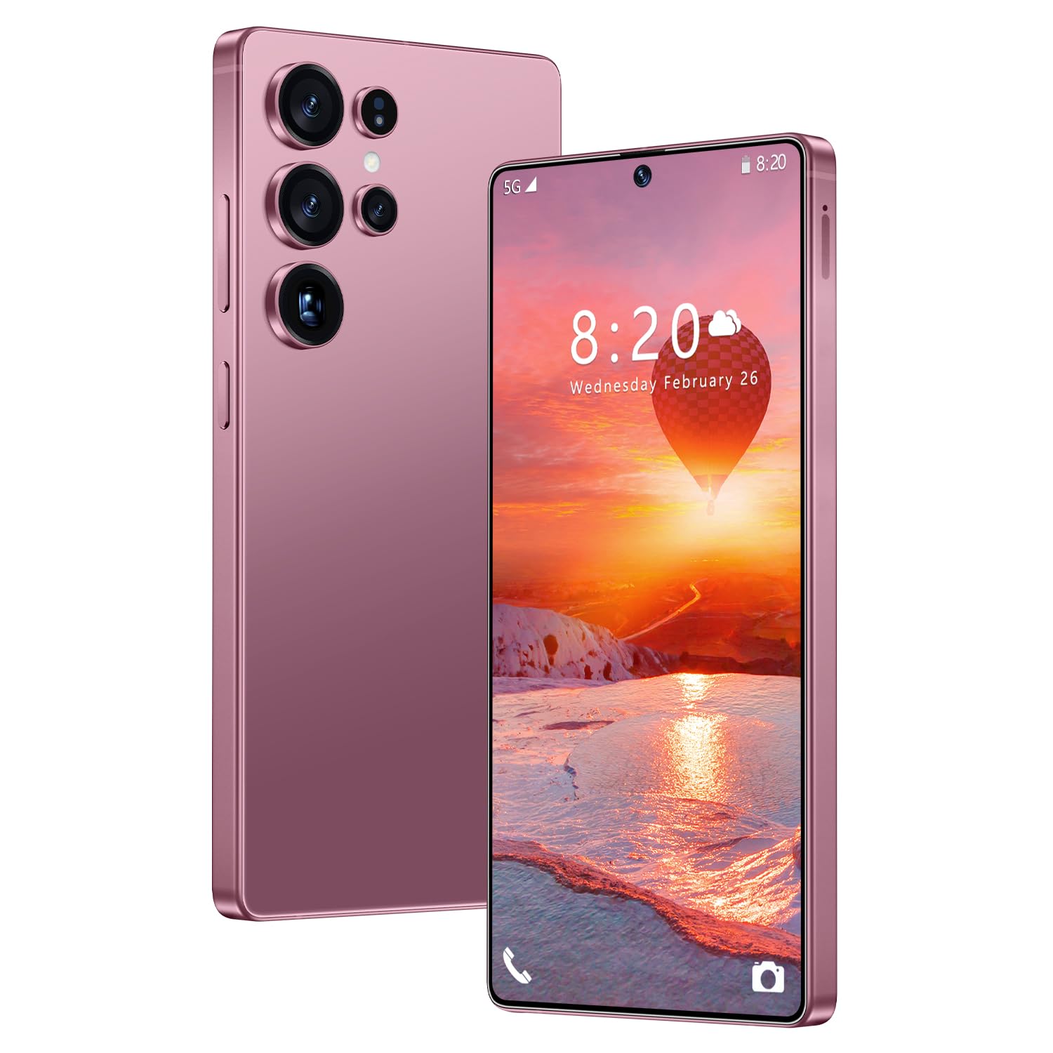 Teléfono Móvil Económico S24 Ultra, Pantalla HD De 7,3 Pulgadas, 16GB RAM 1TB ROM, Batería Grande De 8000mAh, Cámara Dual SIM De 72MP 108MP, Android 14.0, Compatible Con Wi-Fi Face ID,Rose Glod-7.3 In