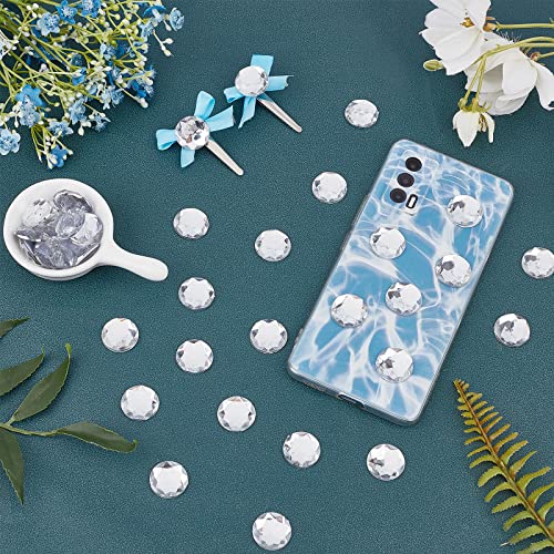 FINGERINSPIRE 60 Stück 20 mm flache Rückseite runde Acryl-Strasssteine mit Behälter, klare, selbstklebende Kristallkreise, Edelsteine, funkelnde Kunststoffaufkleber für Kostüme, Cosplay, Juwelen,