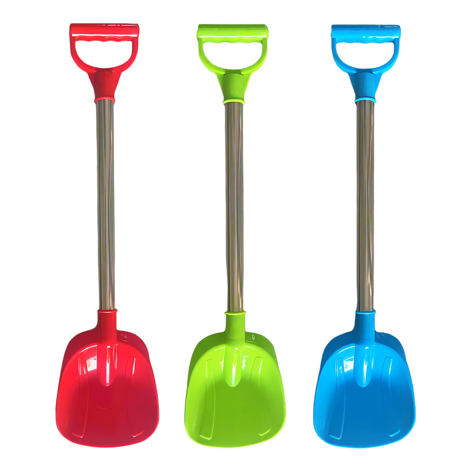 3 sztuki szufli do śniegu dla dzieci, 52 cm, z tworzywa sztucznego, z trzonkiem ze stali nierdzewnej, na zimę, zdejmowana szufla do śniegu, dla dzieci, chłopców i dziewczynek