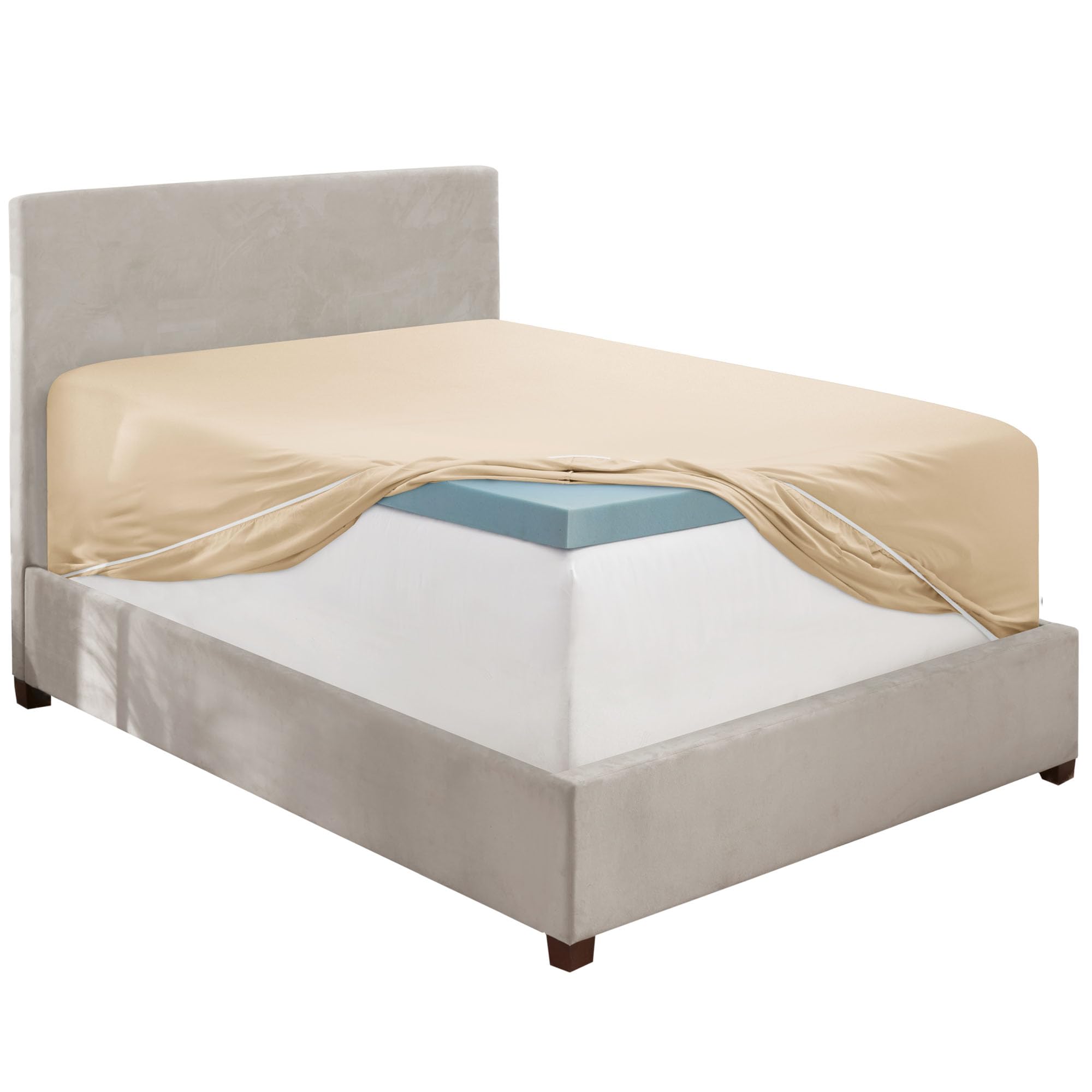 Hearth &amp; Harbor Extra Deep Pocket Queen Fitted Sheet, Beige