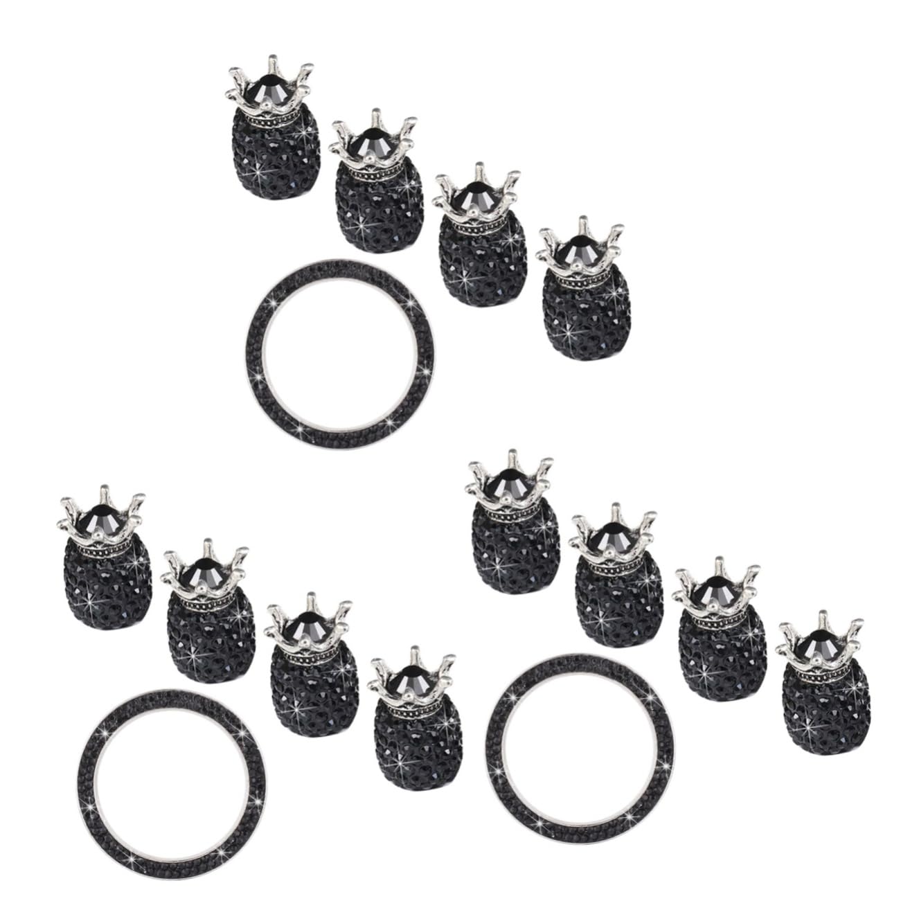 SOLUSTRE 15piezas Tapa De Válvula De Rhinestone y Anillo Decorativo para Botón De Encendido De Auto Negro Protección contra y Agua Diseño y