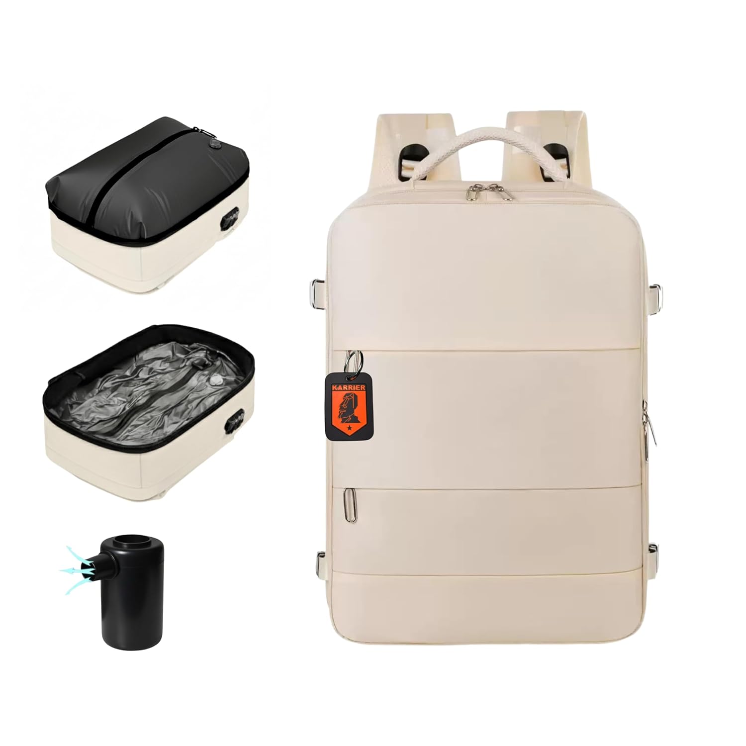 KARRIER Vacuum Compression Backpack with Built-in System for Clothes & Gear Laptop Bags Backpacks for Men and Women 3-in-1 Space-Maximizing Organizer