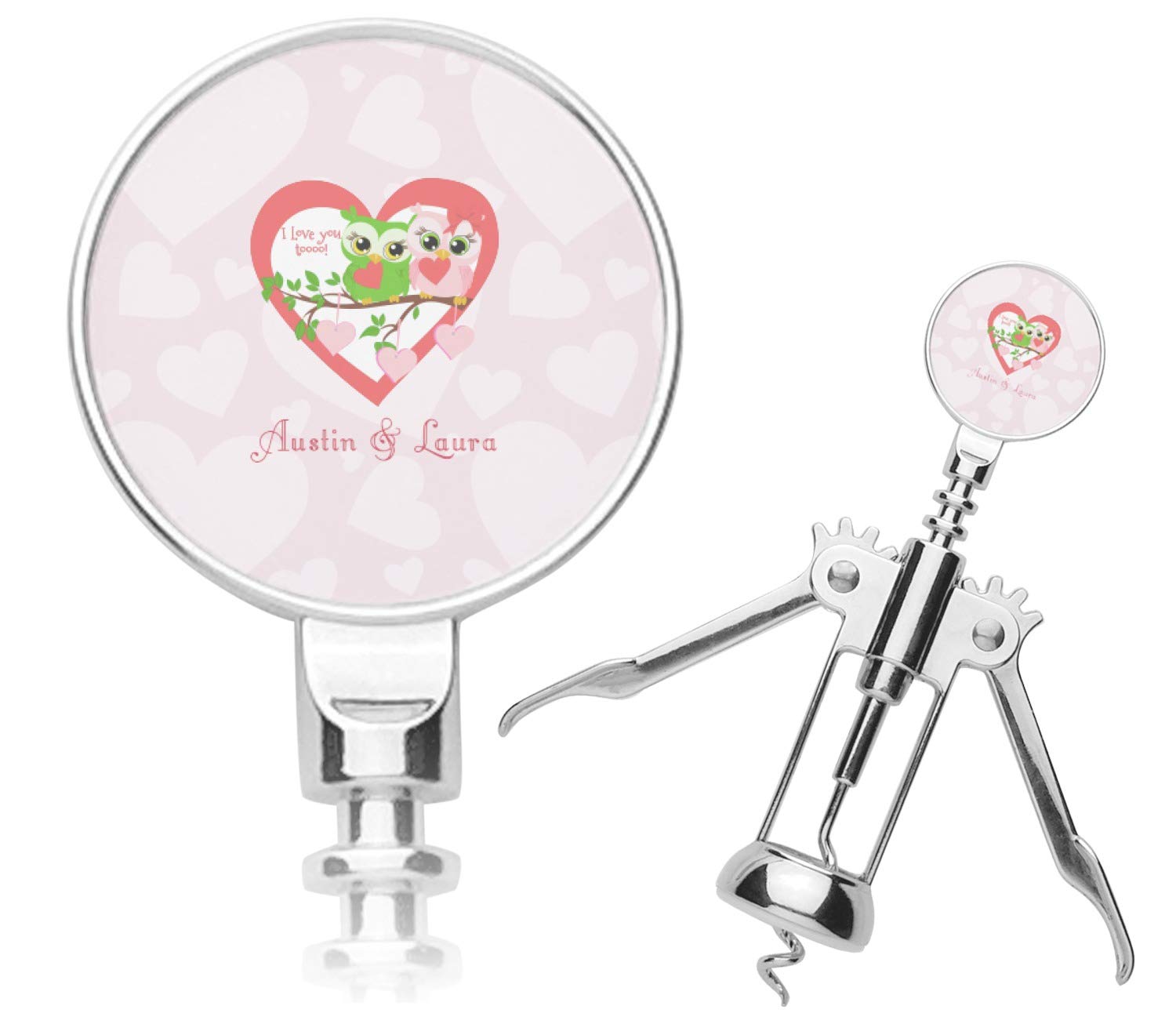 Personalized Valentine Owls Corkscrew