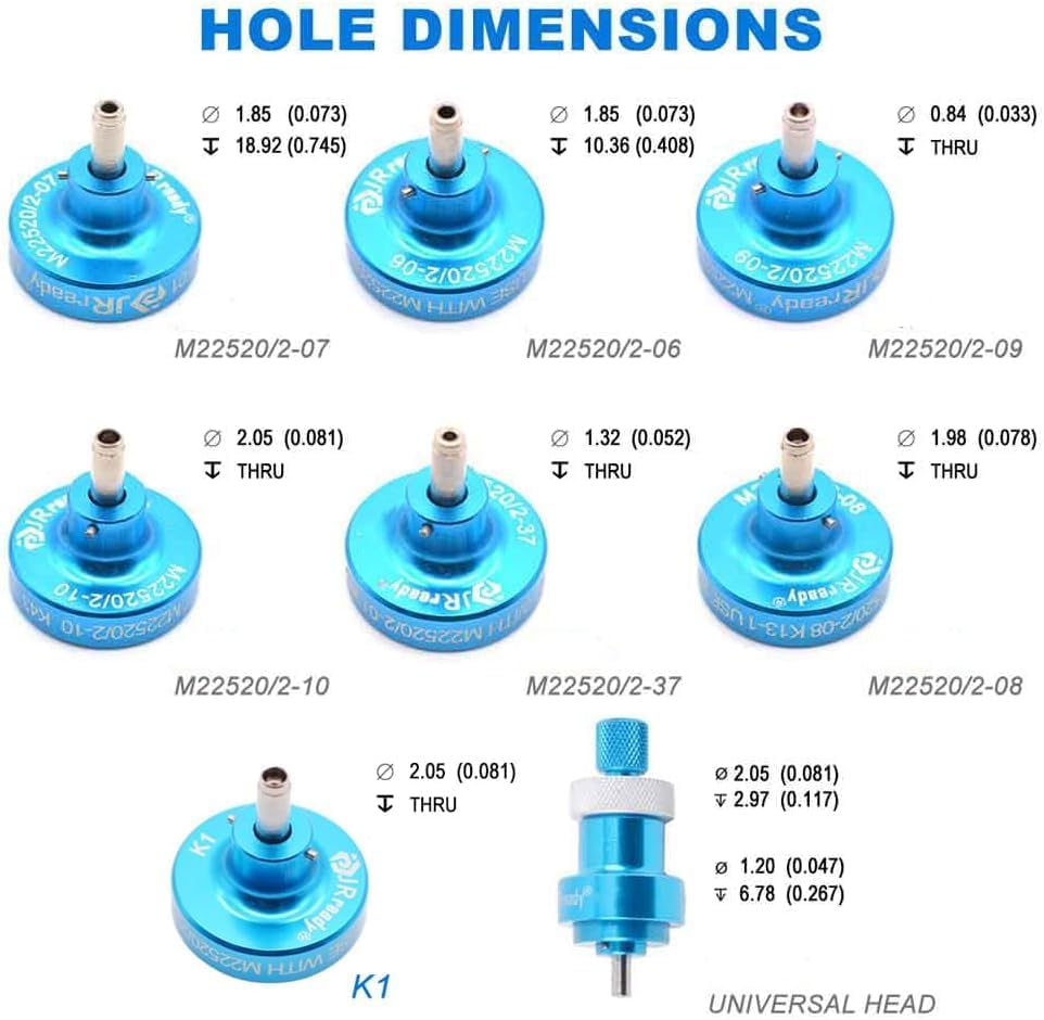 Miniatura 3 de JRready ST2060-AS2G M22520 2 01 Kit de crimpadora de sangría NEW-AS2G 615717 Herramienta de crimpado de aviación y 7 posicionadores y calibre G125