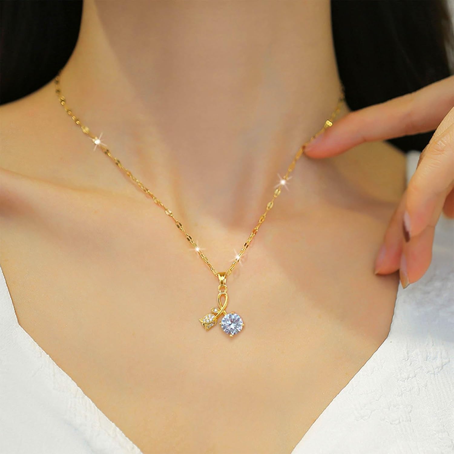 Boho Crystal Tulip Necklace Choker Tulip Flower Pendant Necklace Gold Cz Tulip Flower Necklace Dainty Tulip Choker Necklace Jewelry for Women - Image 5