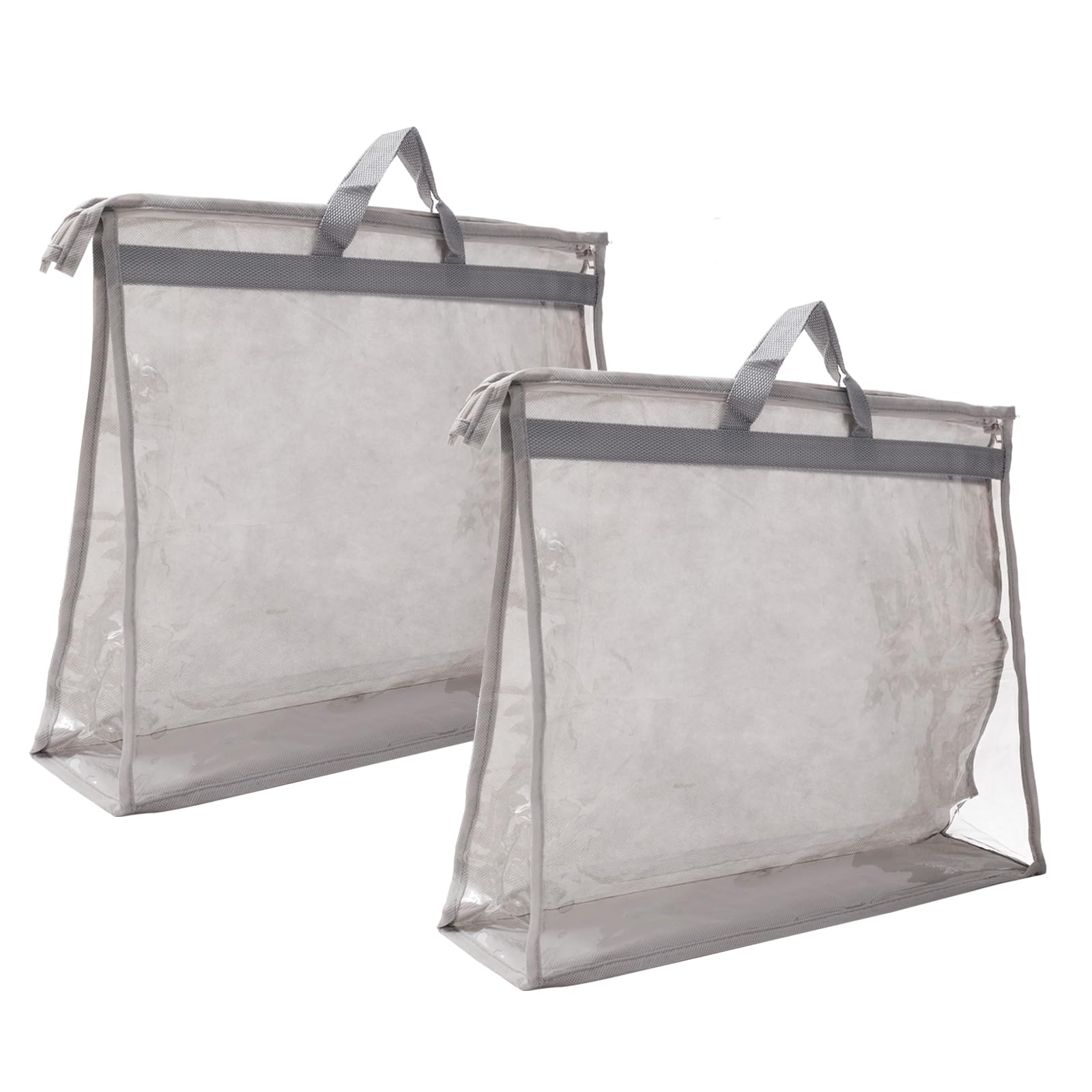 PATIKIL Mano Bolsa Polvo Bolsas, 2 Paquete Transparente Monedero Almacenamiento Organizador XXL Tamaño PVC Polvo Prueba Bolso Cubierta Transparente Monedero Protector, Claro Gris