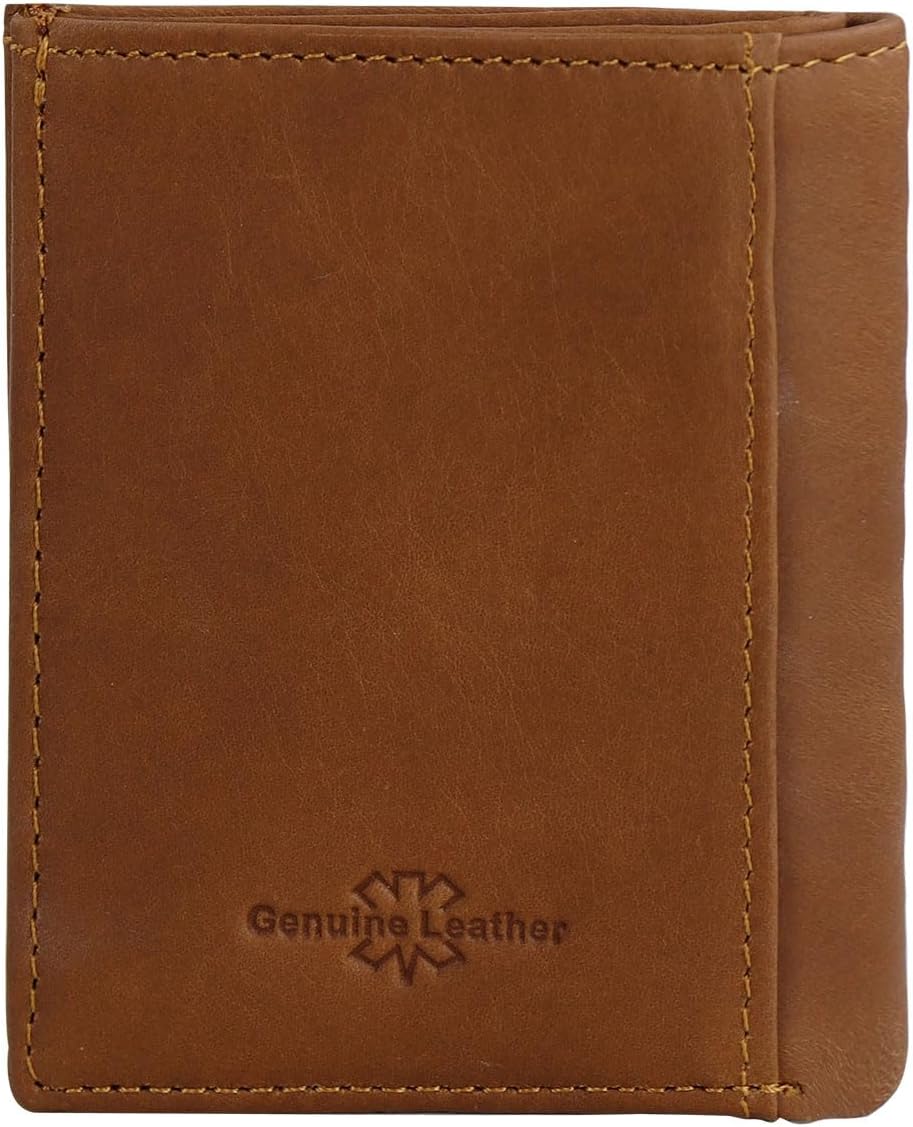 WishLotus RFID Wallet for Men, Leather Card Holder Wallet with Coin Pocket Inside, Compact Front Pocket Wallets for Men (Brown)