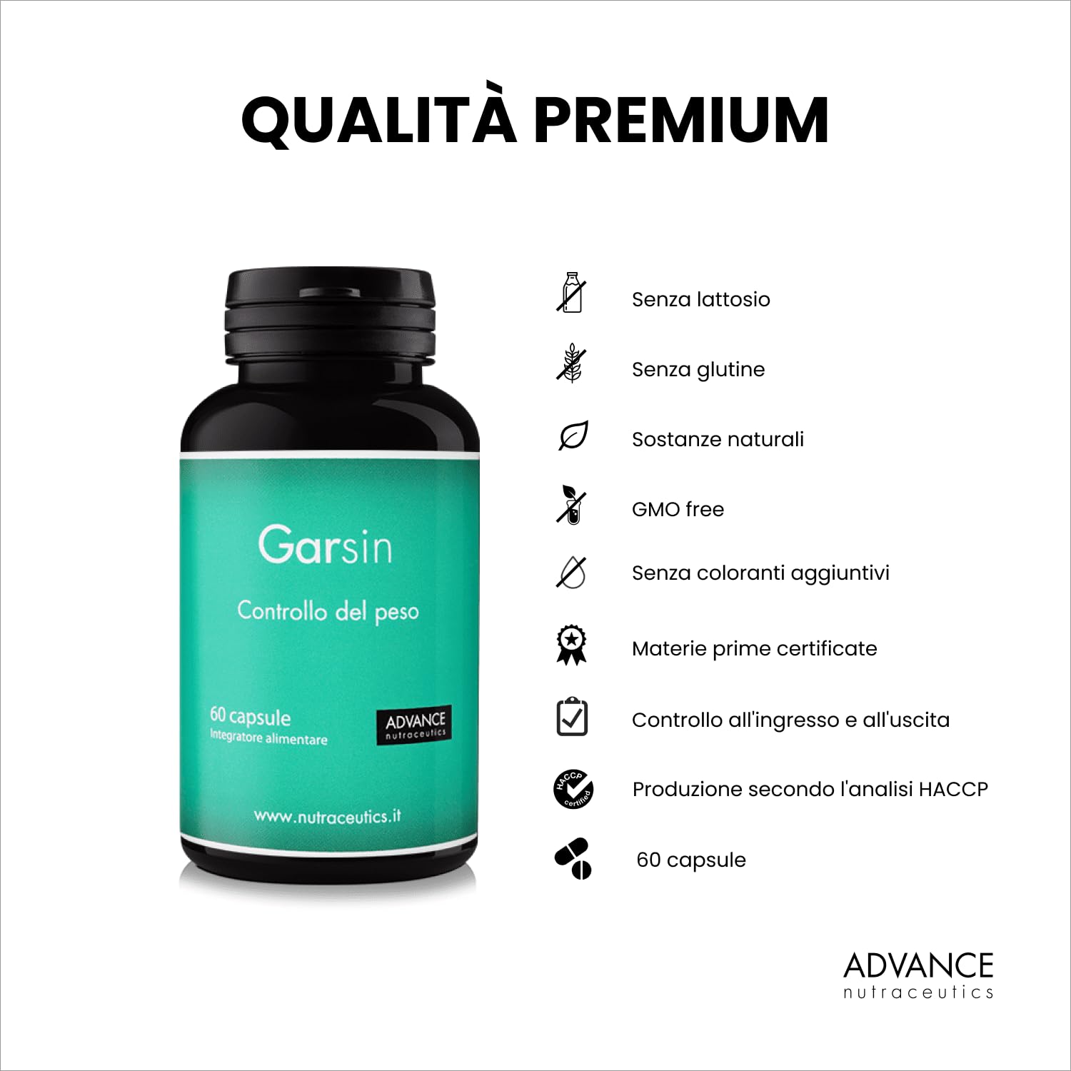 Garsin ADVANCE - controllo del peso | integratore alimentare premium | 60 capsule