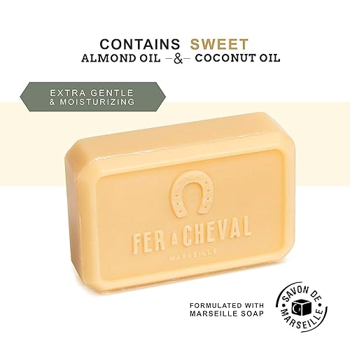 Miniatura 3 de Fer à Cheval Honey Almond Bath Soap Bars 125g (Pack of 2) - Gentle, All-Natural Body Soap for Men and women - Infused with Shea Butter and Sweet