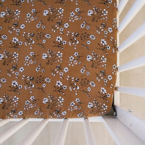 Vintage Floral Muslin Crib Sheet By Mebie Baby, Soft And Breathable Bed Sheets For Babies, Modern Neutral Bedding For Cribs, Standard Crib Mattress Fitted Sheet, Great For Boy Or Girl Room Or Nursery #TOP12