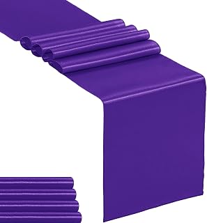 5-Pack Satin Table Runner Purple 12 x 108 inches Long, Table Runners for Wedding, Birthday Parties, Banquets Decorations(5 Pack, 12x108 Inch, Purple)