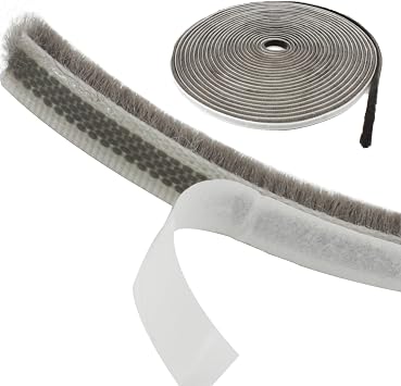 AcbbMNS Self-Adhesive Pile Weather Stripping 32.8ft L x 0.35 W x 0.2 H Grey Brush Weather Seal Strip for Door Window Weatherproof Dustproof Soundproof