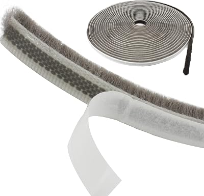 AcbbMNS Self-Adhesive Pile Weather Stripping 32.8ft L x 0.35'' W x 0.2'' H Grey Brush Weather Seal Strip for Door Window Weatherproof Dustproof Soundproof