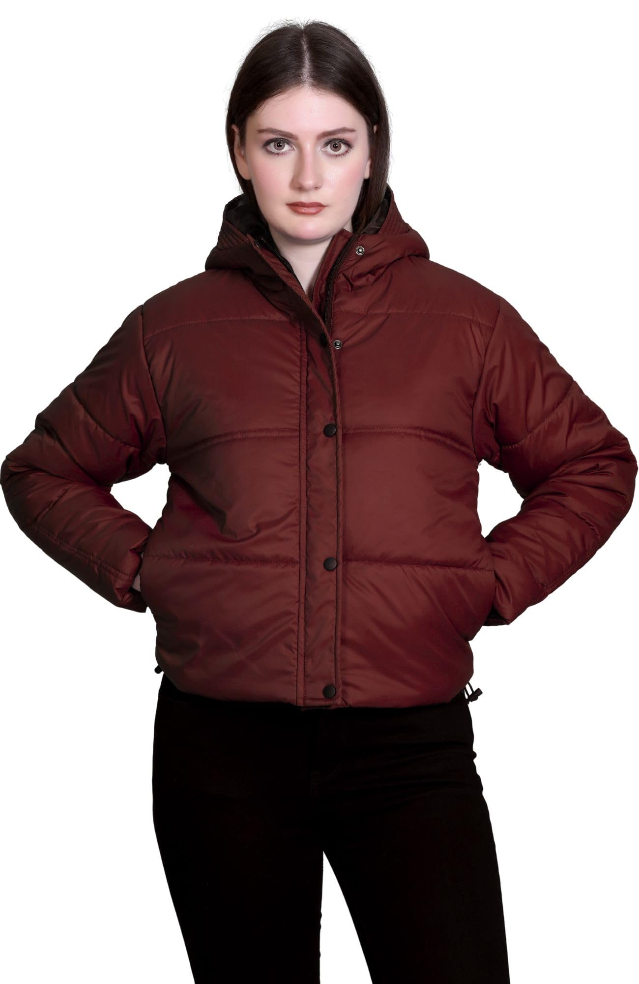 Hooded Crop Jacket for Women in Full Zipper || Stylish Jacket for Women Winter Wear with Hood ||