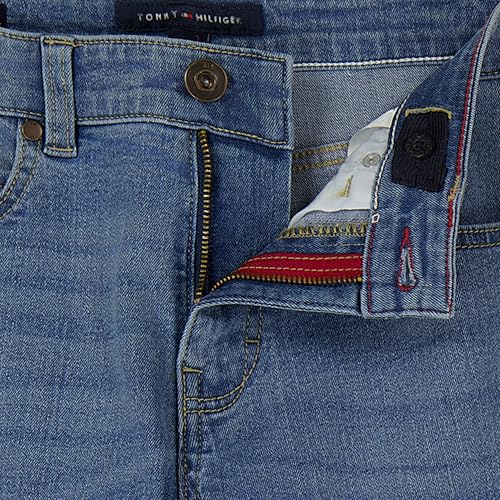 Image of Tommy Hilfiger Boys' 5-Pocket Stretch Slim Straight Leg Denim Jean, Zipper Fly & Button Closure