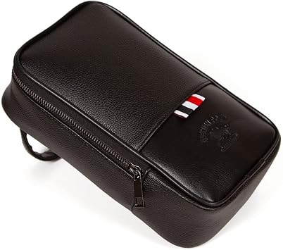 Av A Dos Men's Black Vegan Leather Shave Travel Cosmetic Portfolio Care Hand Bag Daily