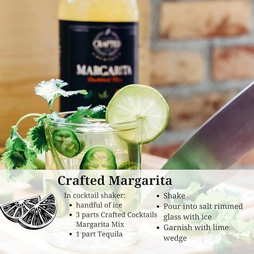 Miniatura 2 de Crafted Cocktails - Margarita Mix - Paquete de 2 - Agave orgánico para un gran sabor y solo 60 calorías por porción. 1 litro por botella.