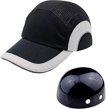 Lightweight Hard Hat Safety Bump Cap Baseball Style Protective Hat Safety Head Protection Cap Breathable Comfortable Baseball HatM888-Black Gray