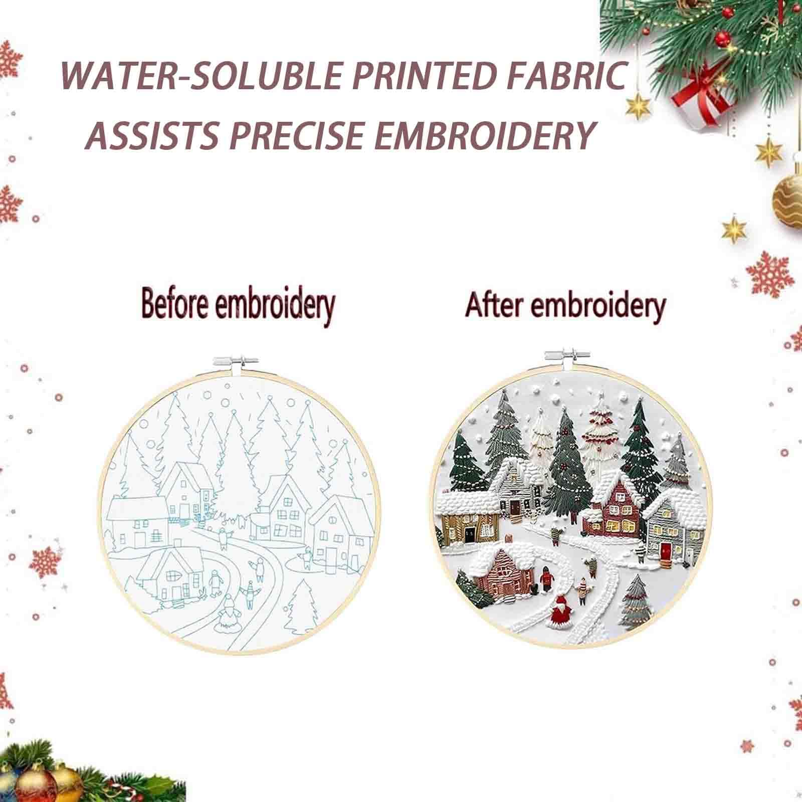 Christmas Embroidery Kit For Beginners - Includes Pattern, Hoop, Thread, Needles, Instructions (Style 1) - View #4
