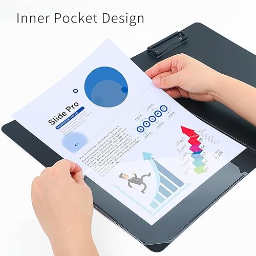 Miniatura 6 de Carpeta de portapapeles A4, portapapeles plegables A4 con bolsillo, paquete de 5 portapapeles A4 para documentos de forma de notas y carpeta