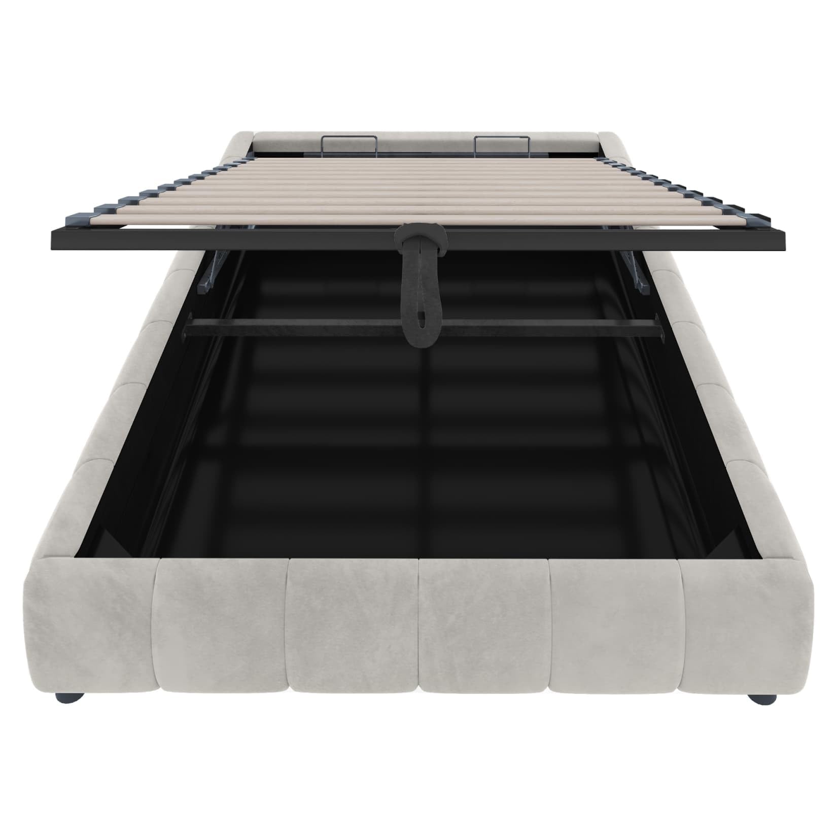 EURHCIO Lit Coffre 140x200 sans Tête de lit,Cadre de Lit 2 Personnes avec Effet Flottant,éclairage LED,Espace de Rangement Hydraulique,pour Adulte Ado,Flanelle(Beige, 140x200)