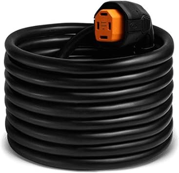 SmartPlug R50304A Angled RV Dual-Configuration Cordset with RV Park Power End - 50 Amp, 30 Length, Black