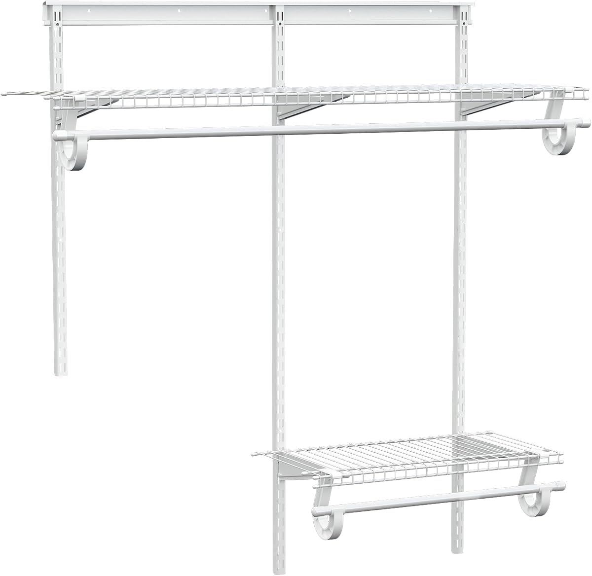 PROWORX 2-4 Ft. White Custom Insert Wire Closet Organizer System Kit | Adjustable Wall Mounted Metal Wire Closet Shelving System, Closet Shelves with Hanging Rods for Pantry Laundry Mudroom