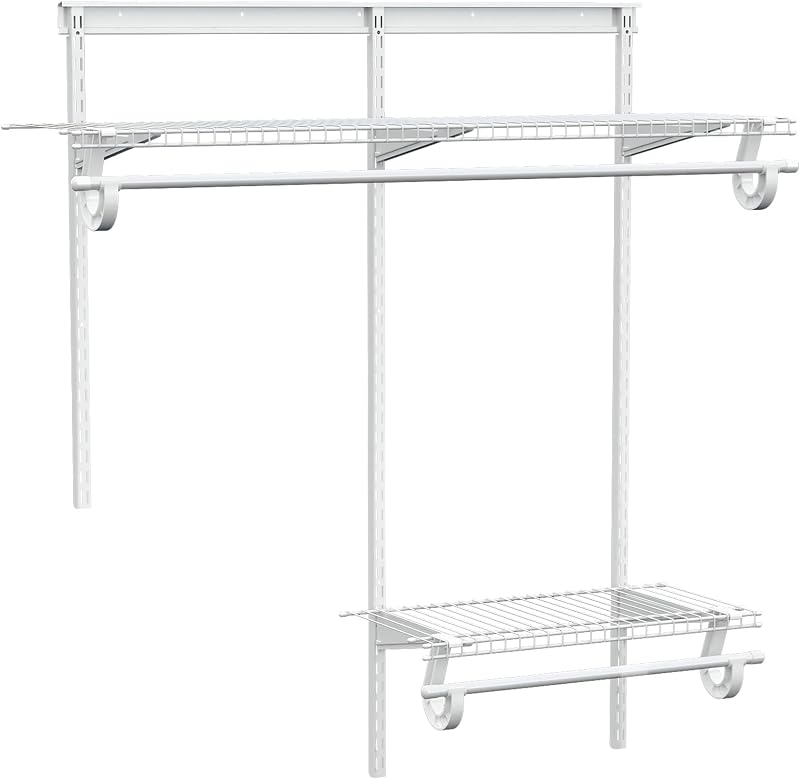 PROWORX 2-4 Ft. White Custom Insert Wire Closet Organizer System Kit | Adjustable Wall Mounted Metal Wire Closet Shelving System, Closet Shelves with Hanging Rods for Pantry Laundry Mudroom