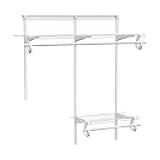 2-4 Ft. Expandable Closet Organizer System Kit, White Custom Metal Wire Shelving, Organization and Storage Shelves Wall Mounted with Hanging Rods