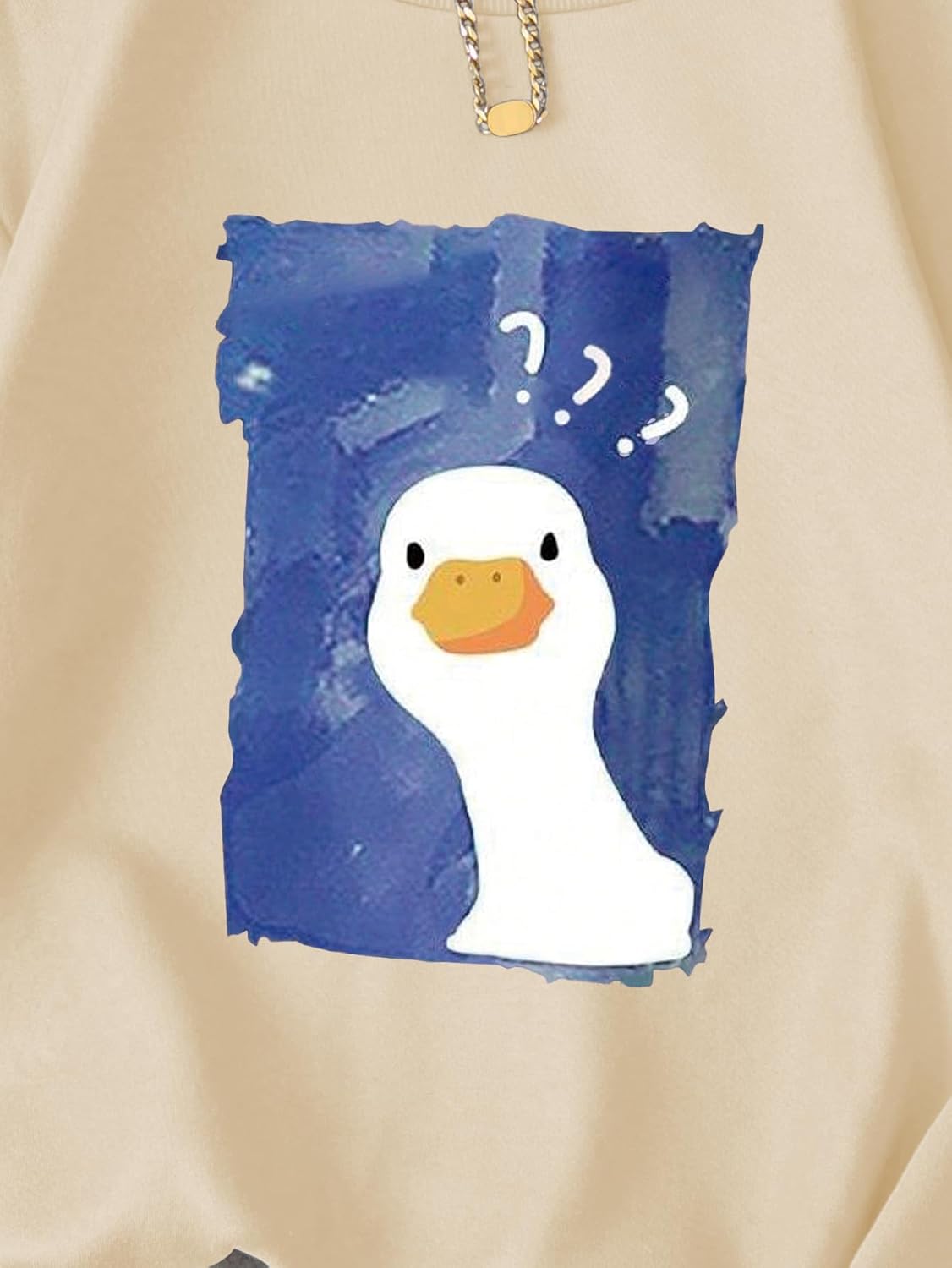 WDIRARA Women's Cartoon Duck Printed Crew Neck Sweatshirt Graphic Long Sleeve Loose Pullover - Image 6