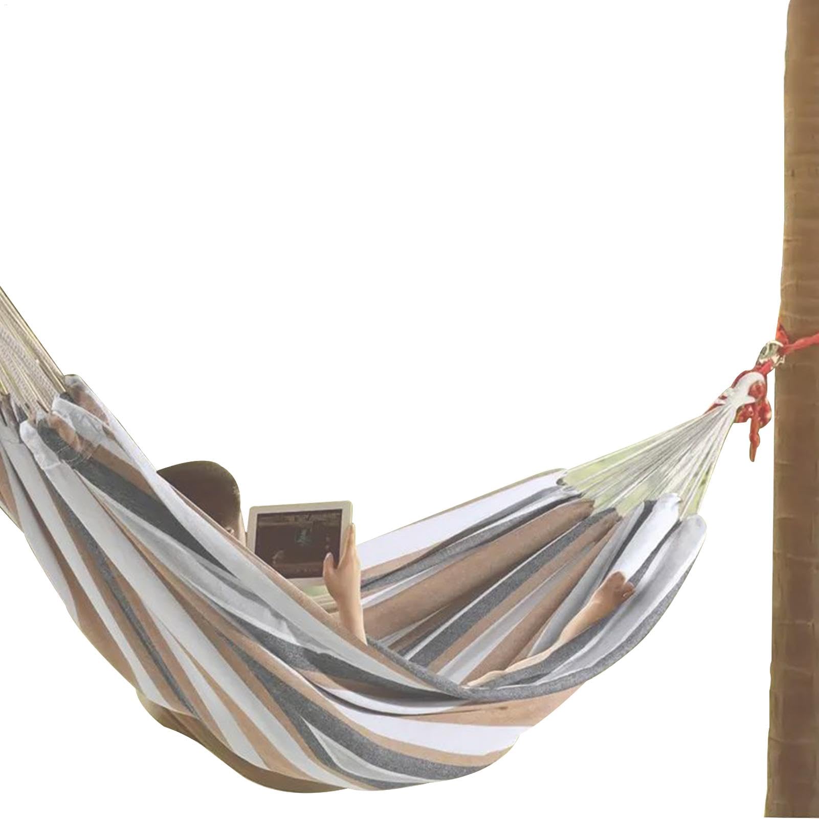 Hamac De Camping À Tissu Épaissi Robuste À Rayures, Facile À Transporter | Hamac de Plage Sac Organisateur Résistant Inclus pour Intérieur Extérieur Jardin Patio Plage Camping et Randonnée