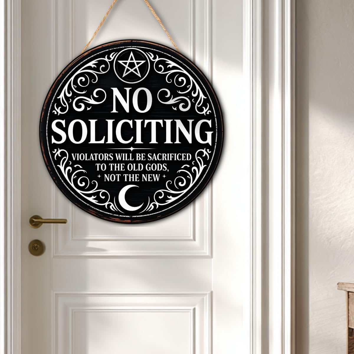 Gothic Gifts No Soliciting Sign for House Front Door, Witchy Gift No Soliciting Sign for Halloween