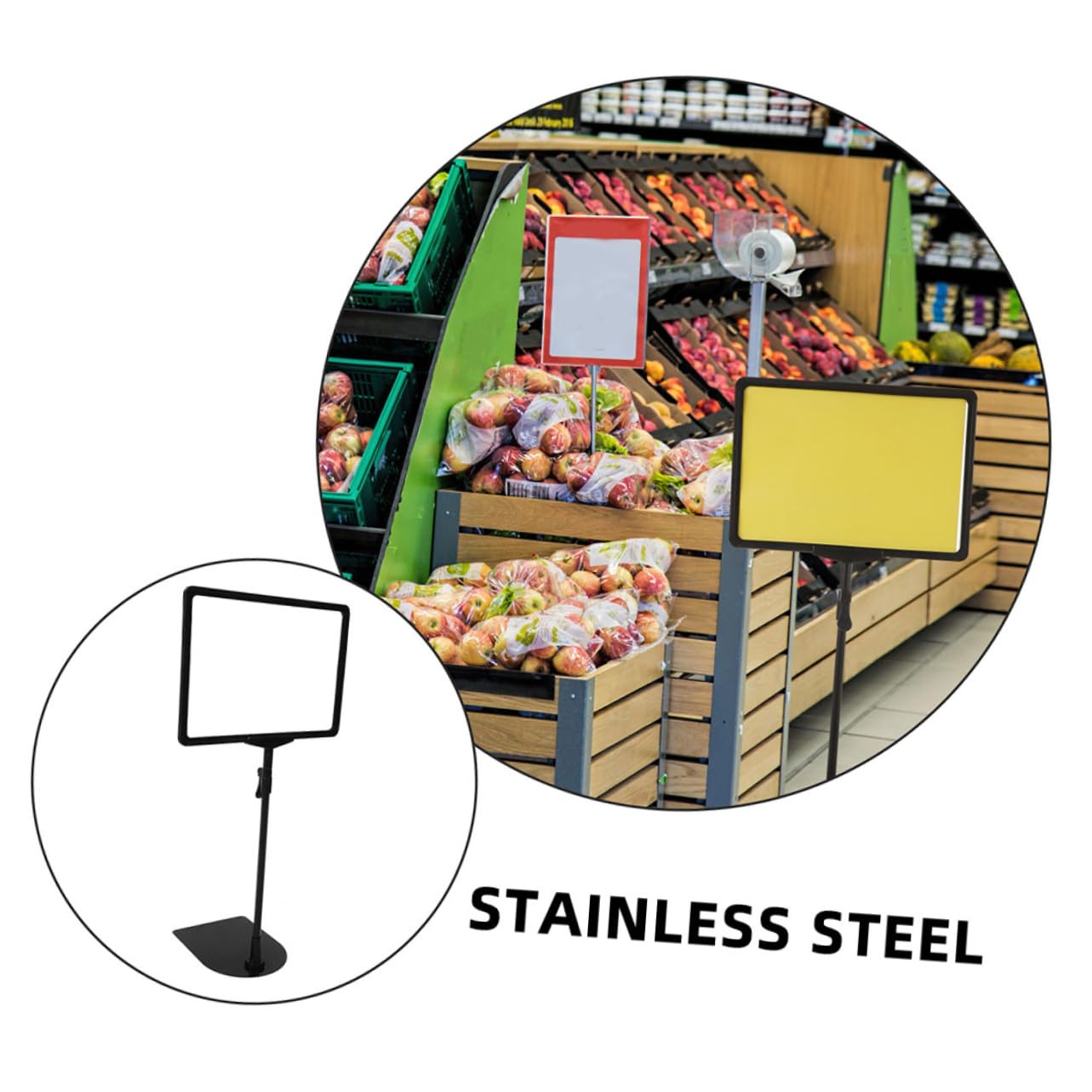 Supporto per Etichette dei Prezzi A4 Nero Set da 2, Porta Cartellini da Pavimento Resistente per Supermercati e Negozi, Espositori Promozionali Versatili e Facili da Installare