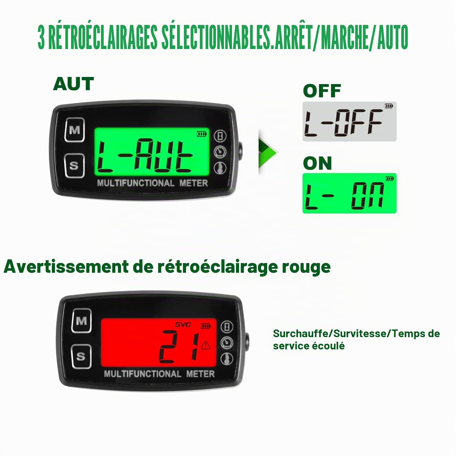 Yooreal Jauge De Température Numérique Pour Petit Moteur à Essence, Tachymètre, Compteur Horaire, étanche Pour Tondeuse à Gazon, Tracteur, Générateur, Compresseur, Moteur Hors-bord
