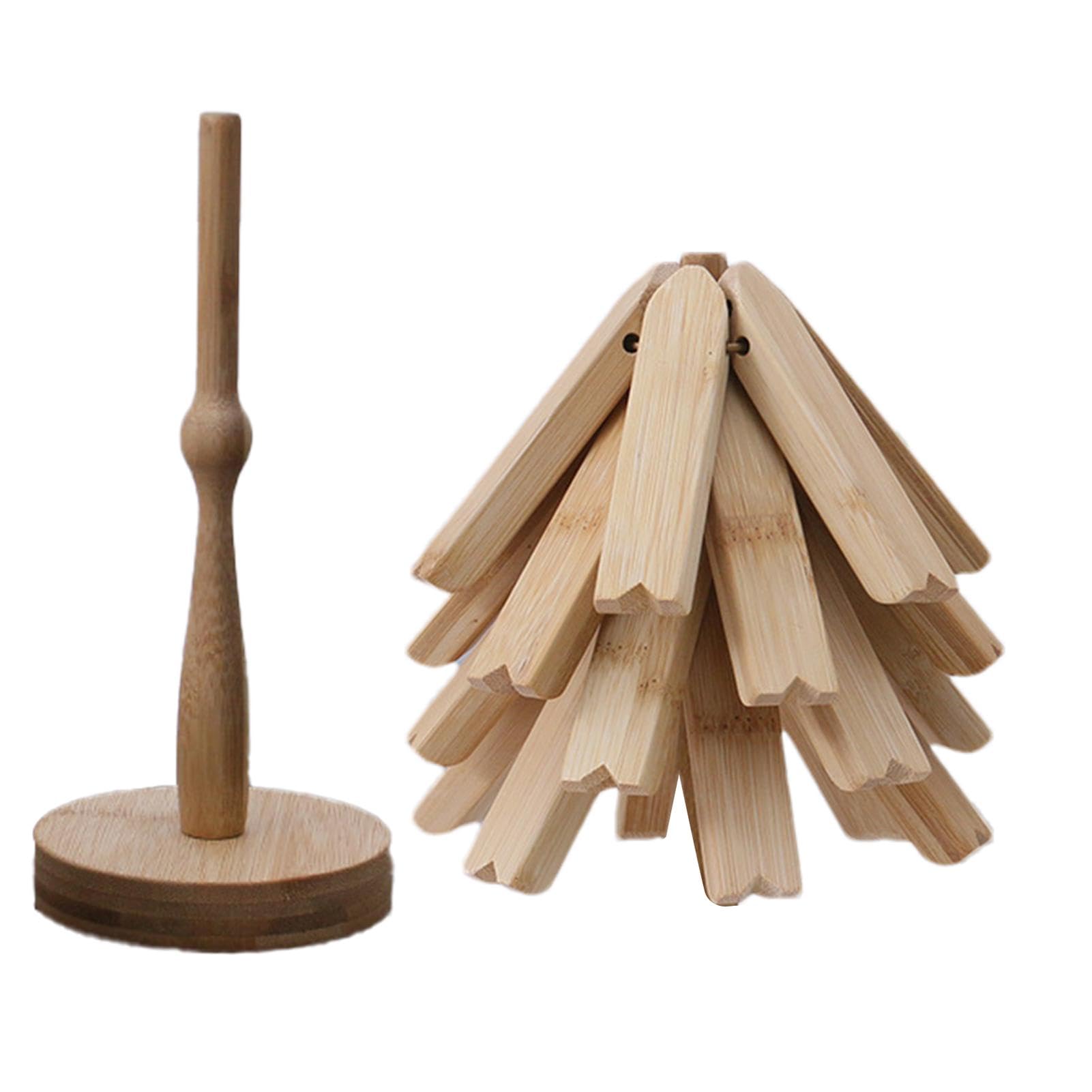 3 sottopentola in legno, sottopentola pieghevole, set di sottopentola ad albero, presina for teiera, ornamenti multifunzionali e facili da riporre, perfetti for piatti caldi, ciotole for sottopentola