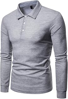 Men's Polo Shirt Long Sleeve Casual Collar T Shirts Men's Long Sleeve Polo Shirt Men's Collar Polo Long Sleeve Top Men's Long Sleeve Polo Shirt with Fashion Polo Men's Long Sleeve Polo