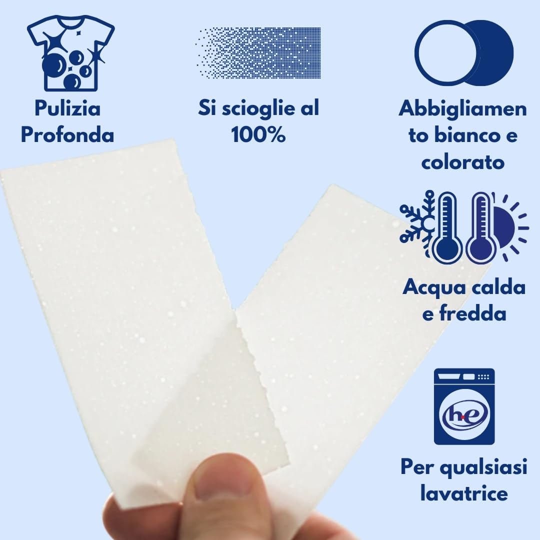 Detersivo in Fogli per Lavatrice (Fino a 400 Usi) Ecologico, Ipoallergenico, Senza Plastica, Sapone in Fogli per Bucato Pulito e Morbido, Perfetto per Viaggio, Bimbi e Pelli Sensibili (Floreale)