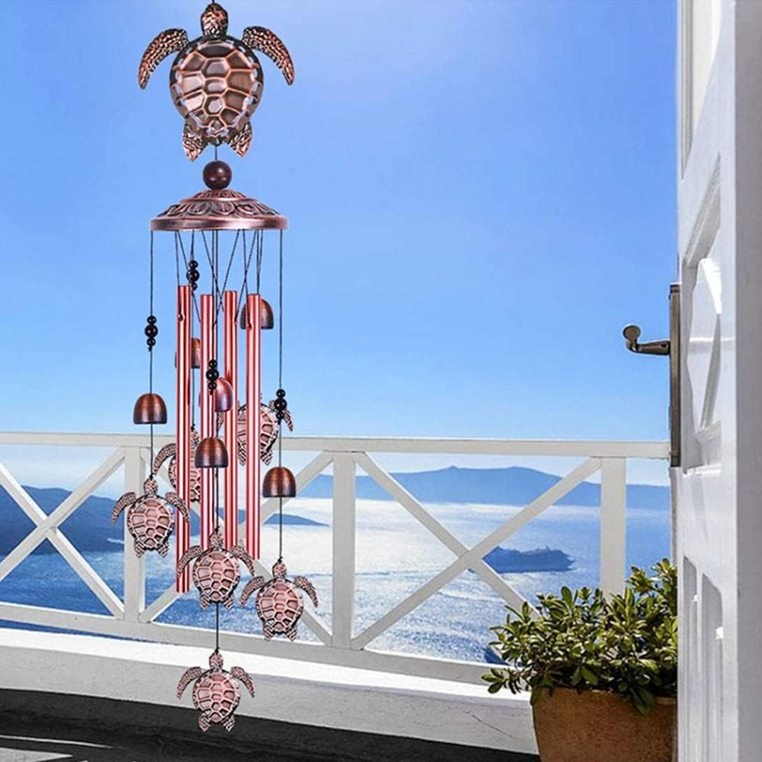 Wind Chimes,Brass Wind Chime Unique,Retro Windchimes Garden Decor,Party Outside，Best Gifts for Mom、Friends with S Hook Hooks Indoor and Outdoor Decorations (Turtle)